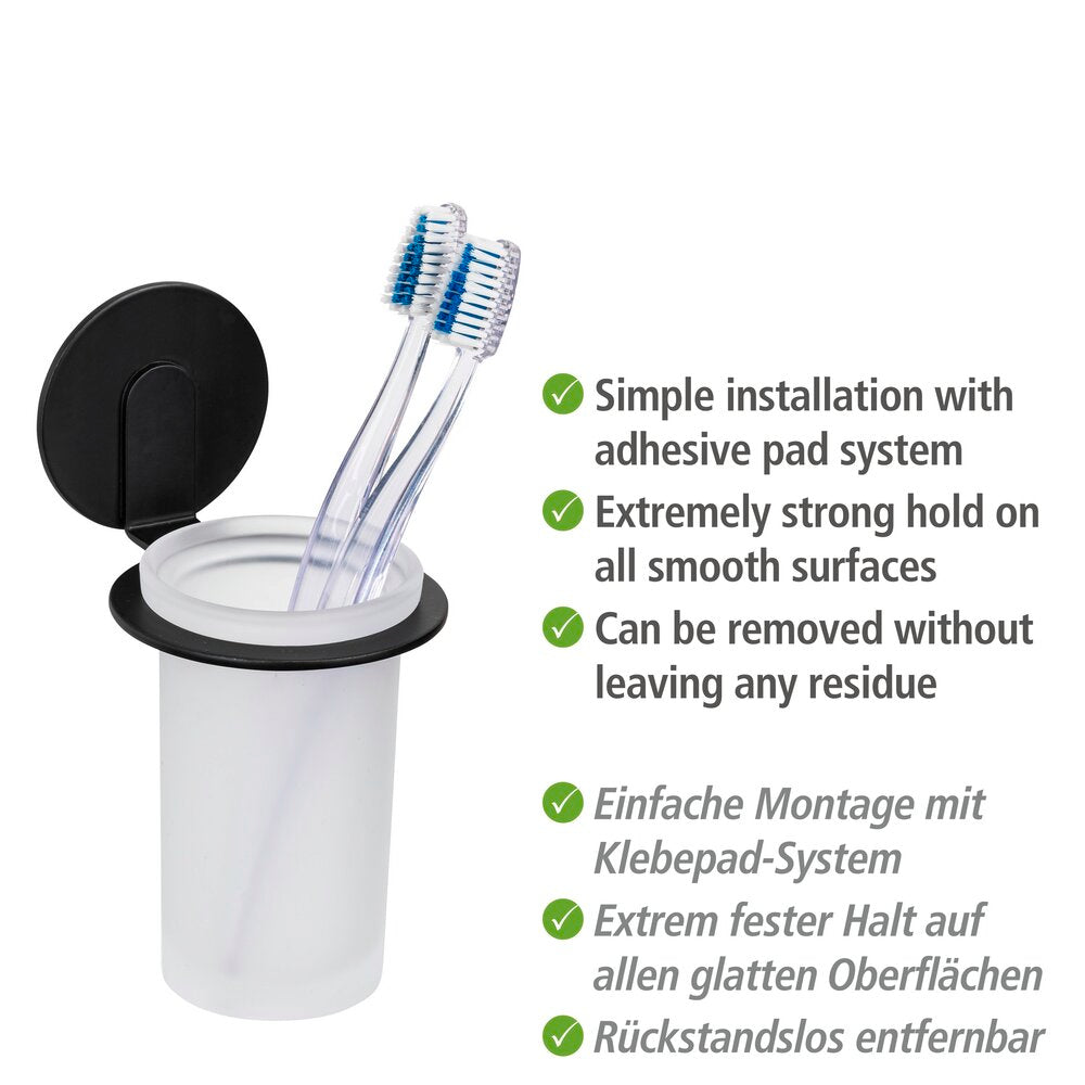 Montert Tannbørsteholder Turbo-Loc® Bivio svart matt satinert glass på vegg