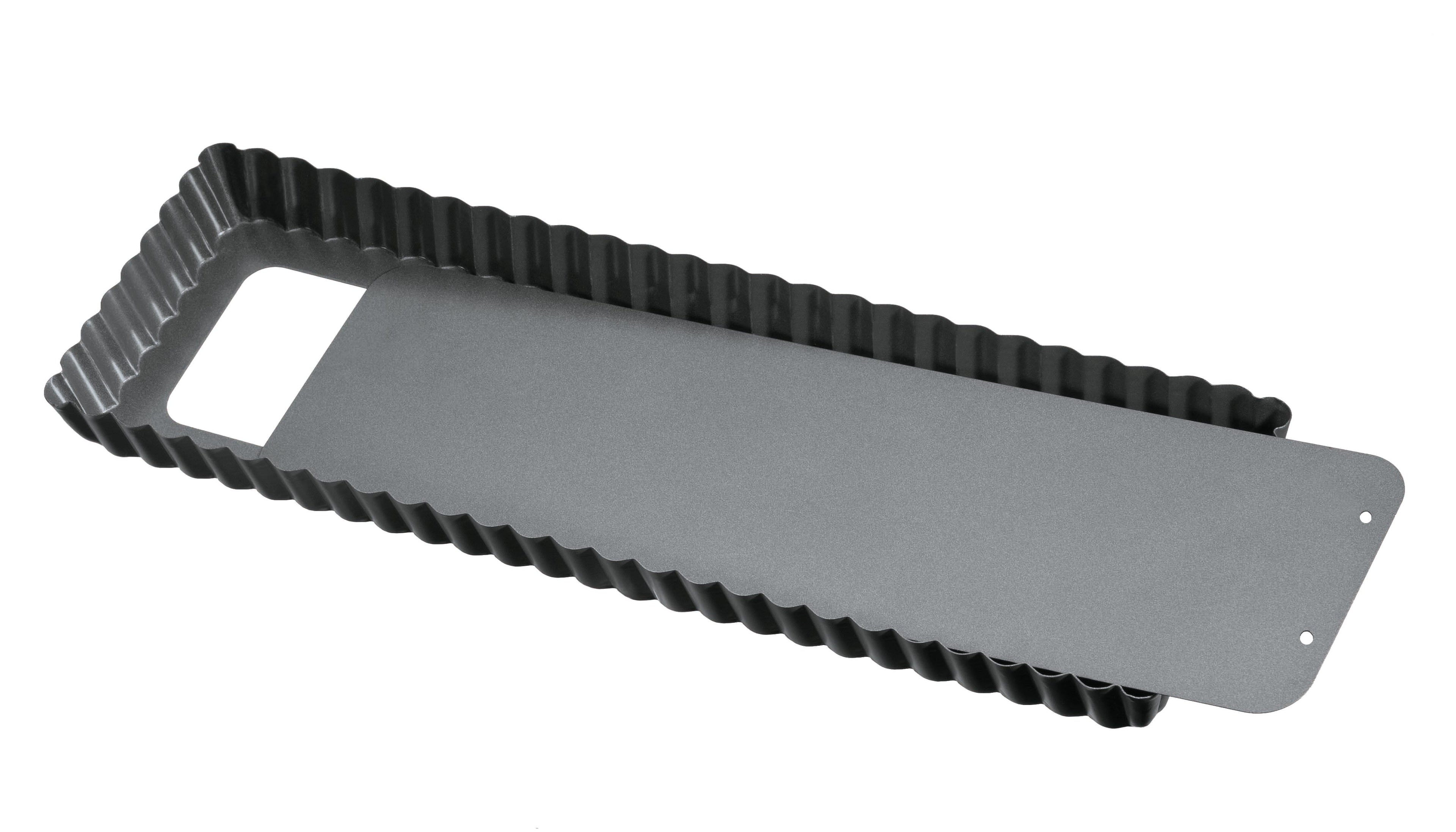 Tarte- og quicheform rektangulær med løs bunn 35x13 cm non-stick Kaiser forfra