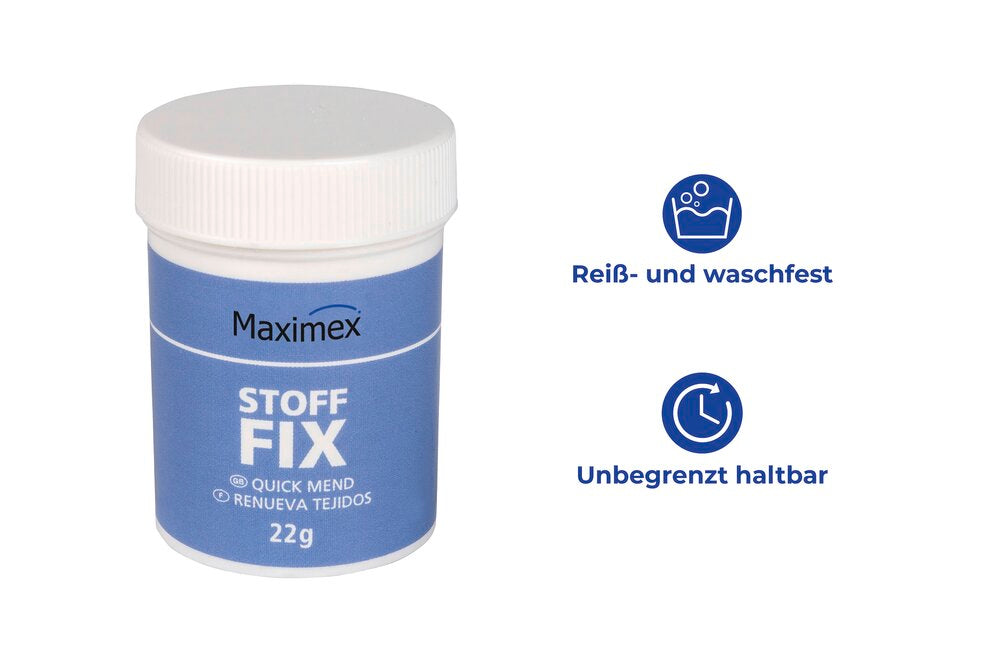 Tekstilfikspulver 22 g vask- og rengjøringsbestandig - Maximex pakning