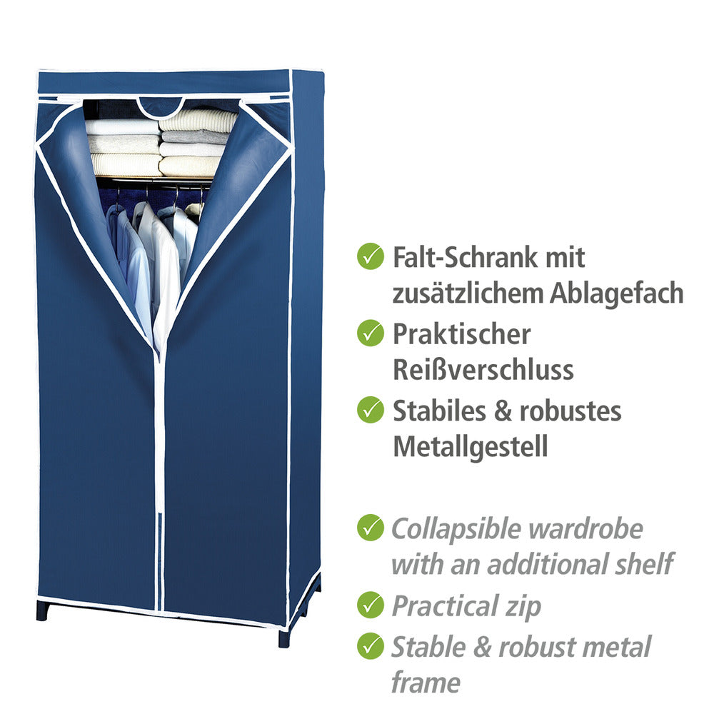 Detalj av hylle på Tekstilgarderobe Air med hylle sammenleggbar blå