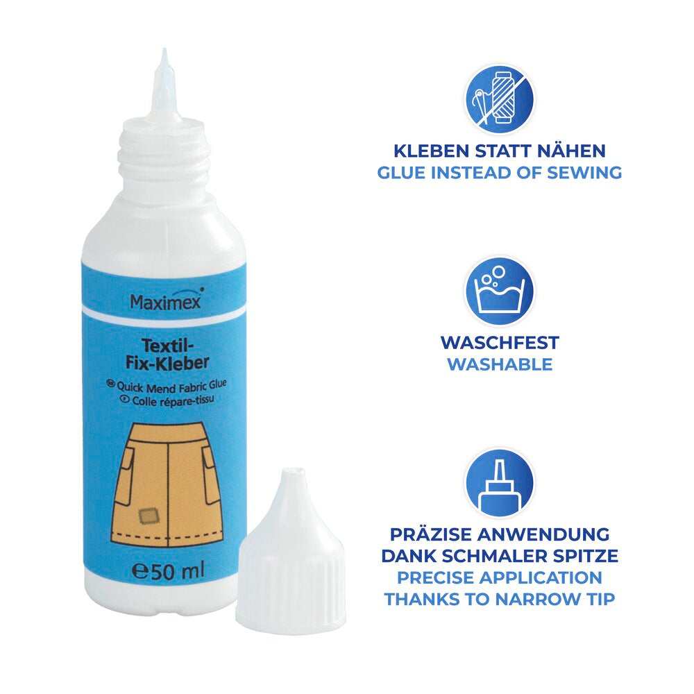 Tekstillim 2-delt sett 2 x 50 ml for alle tekstiler Maximex flaskeåpning