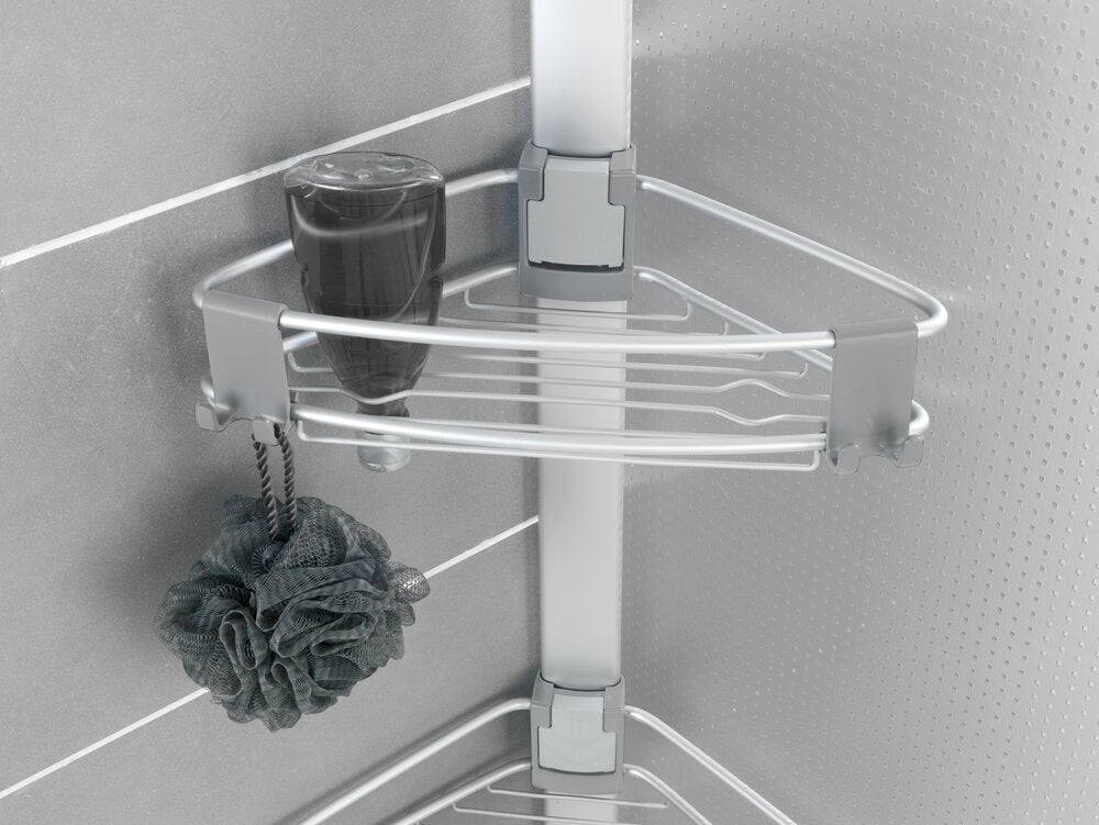 Detalj av Teleskop dusj-hjørnehylle aluminium 3 hyller Purio - Wenko