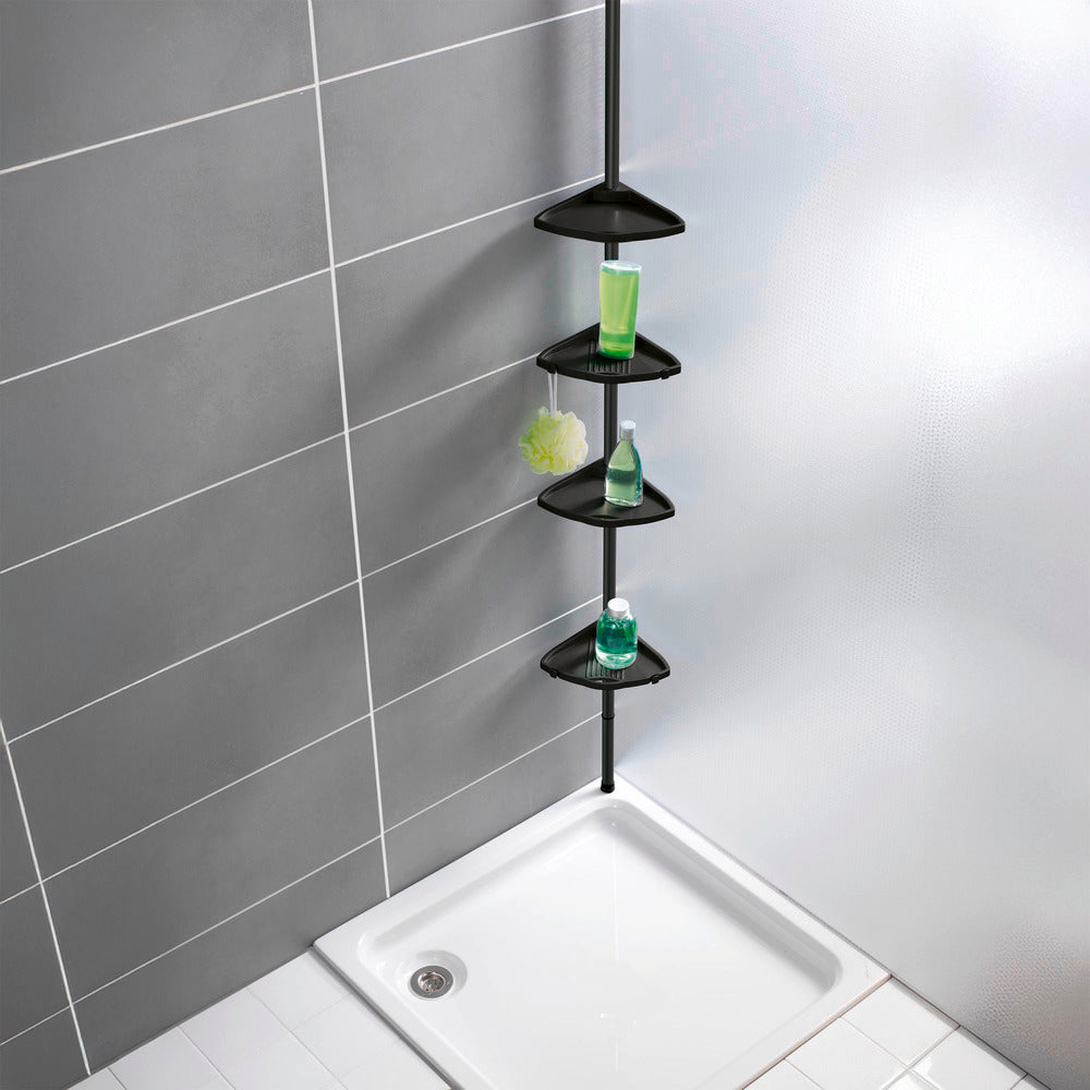 Detalj av Teleskop dusj-hjørnehylle aluminium svart 78-275 cm - Wenko