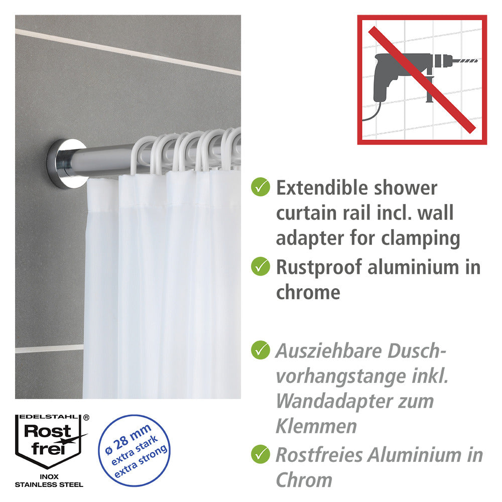 Teleskop dusjforhengstang krom rustfritt stål 70-115 cm - WENKO detalj