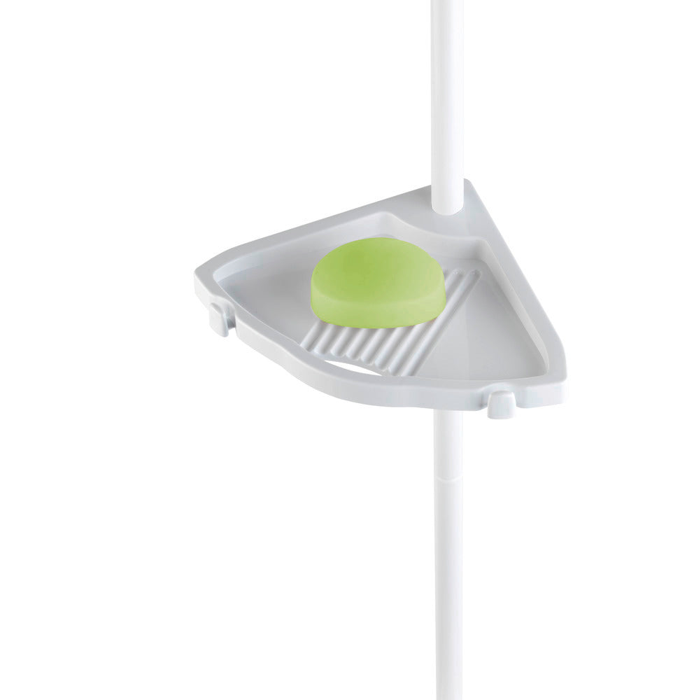 Detalj av teleskop dusjhylle Easy hvit aluminium med 4 hyller