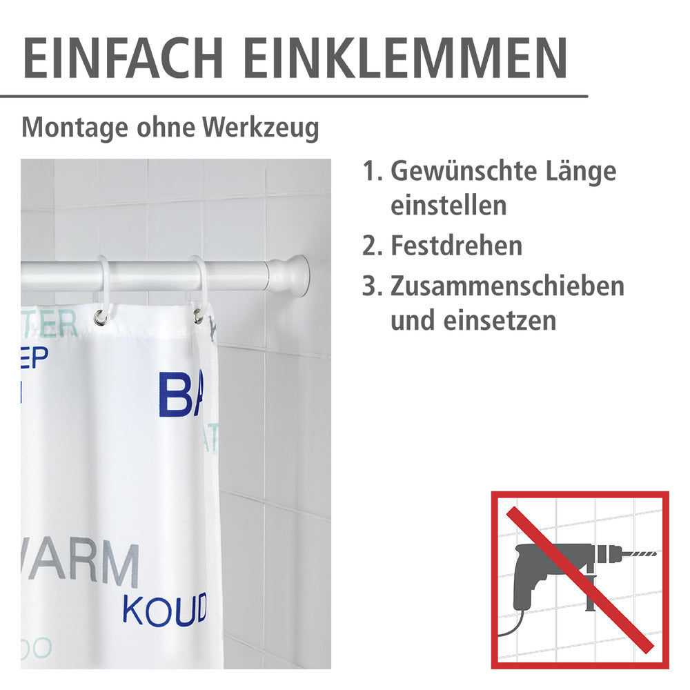 Montert Teleskop dusjstang hvit 110-185 cm Ø 2,8 cm aluminium Wenko