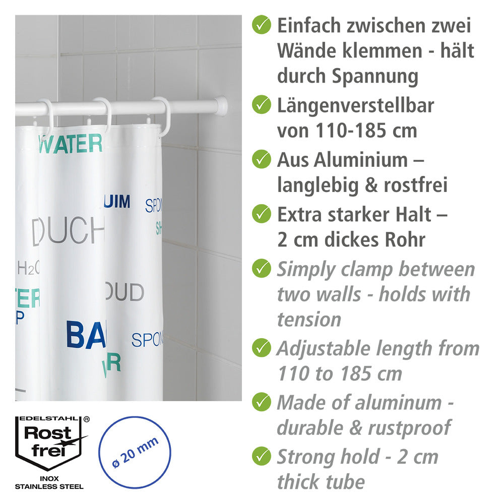 Detaljbilde av teleskop dusjstang hvit 110-185 cm aluminium Wenko