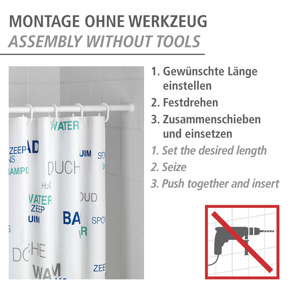 Montert teleskop dusjstang hvit 110-185 cm aluminium Wenko