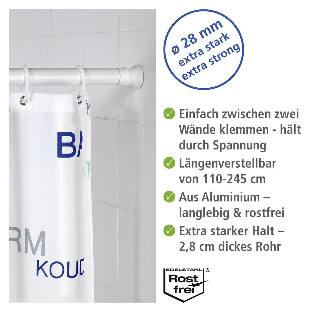 Detaljbilde av Teleskop dusjstang hvit 110-245 cm Ø 2,8 cm aluminium