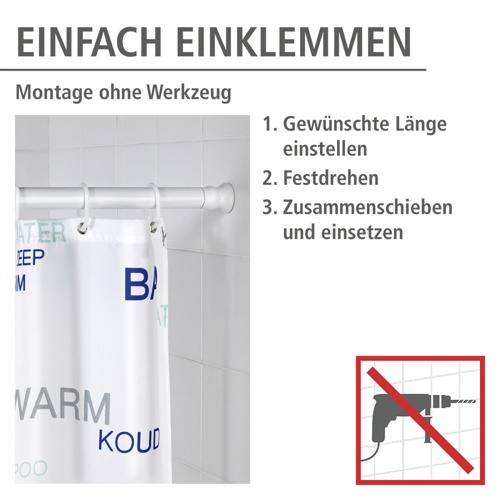 Montert Teleskop dusjstang hvit 110-245 cm Ø 2,8 cm aluminium i baderom