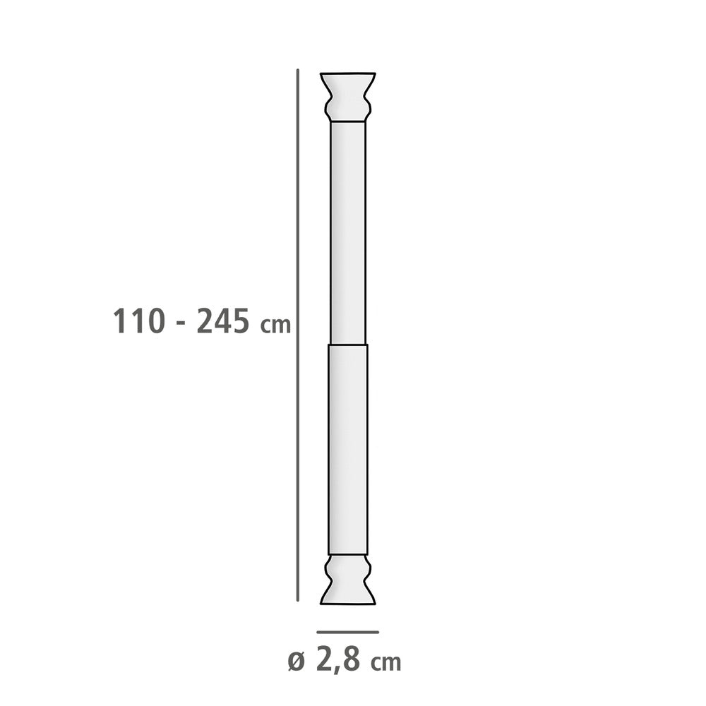 Nærbilde av feste på Teleskop dusjstang hvit 110-245 cm Ø 2,8 cm aluminium