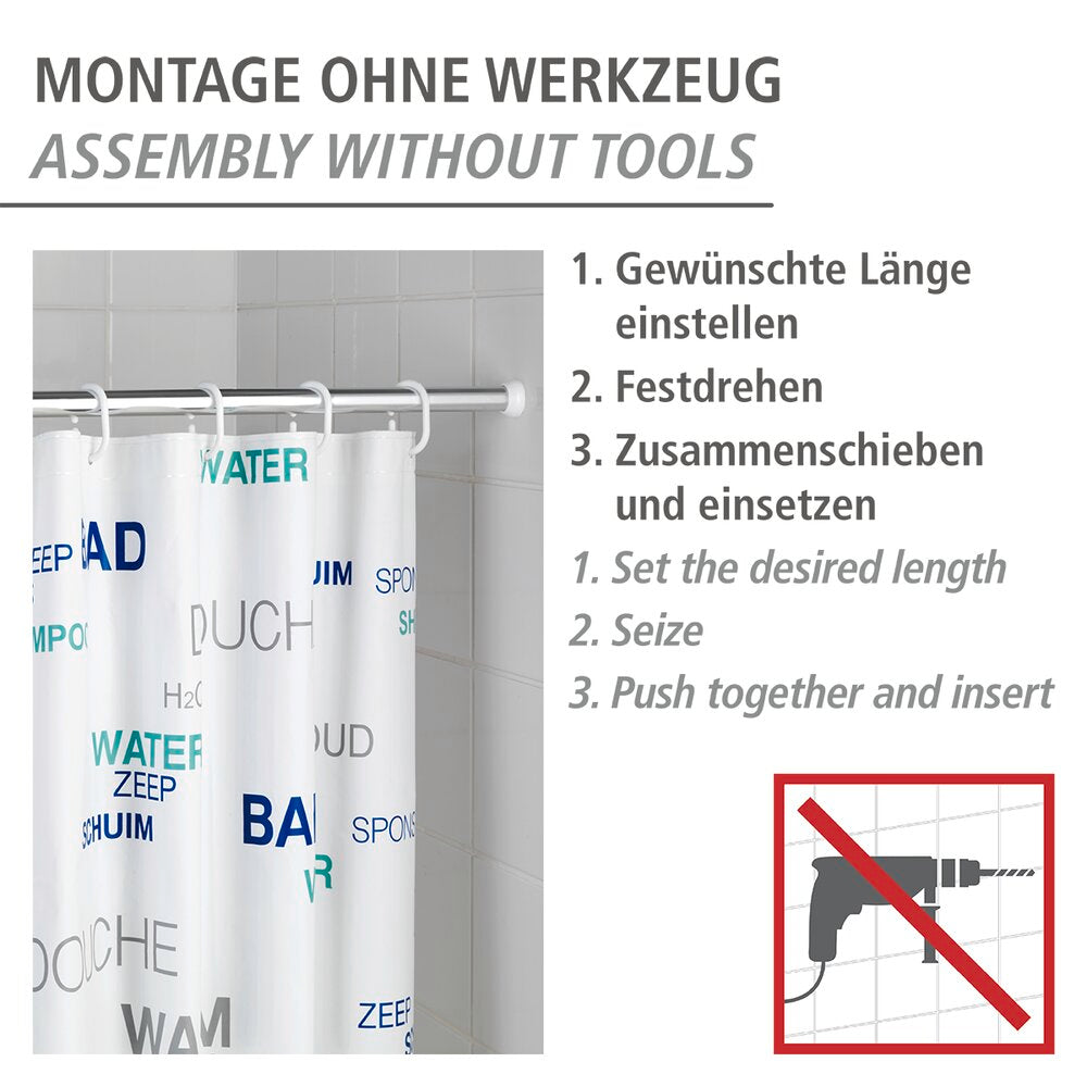 Montert Teleskop dusjstang krom 110-185 cm aluminium i baderom