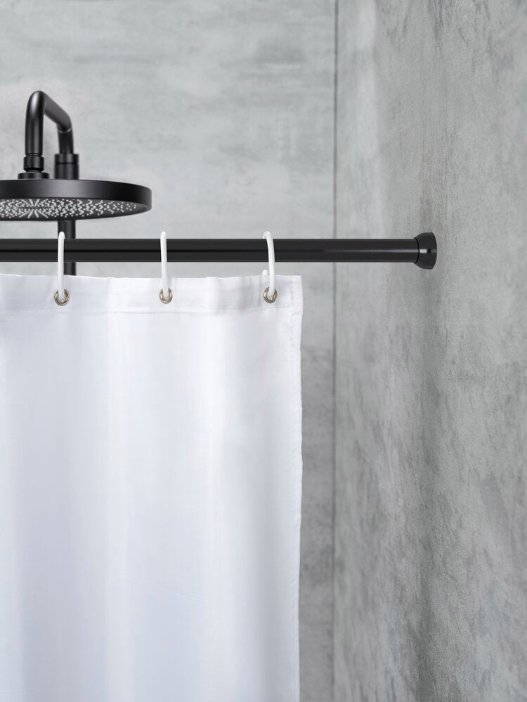 Teleskop-dusjstang svart 110-185 cm aluminium justerbar lengde
