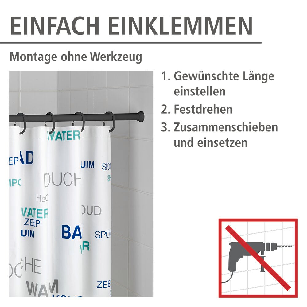 Detalj av Teleskop-dusjstang svart 70-115 cm aluminium