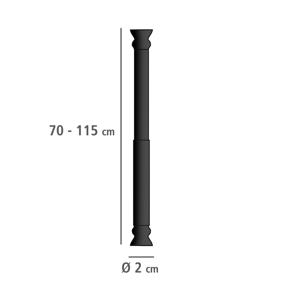 Montert Teleskop-dusjstang svart 70-115 cm aluminium i dusj