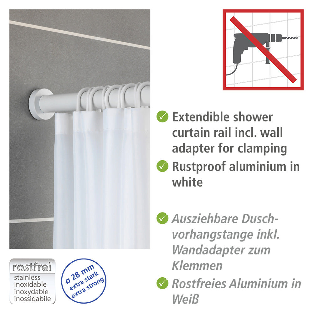 Detalj av teleskopisk dusjforhangstang 110-185 cm hvit aluminium - Wenko
