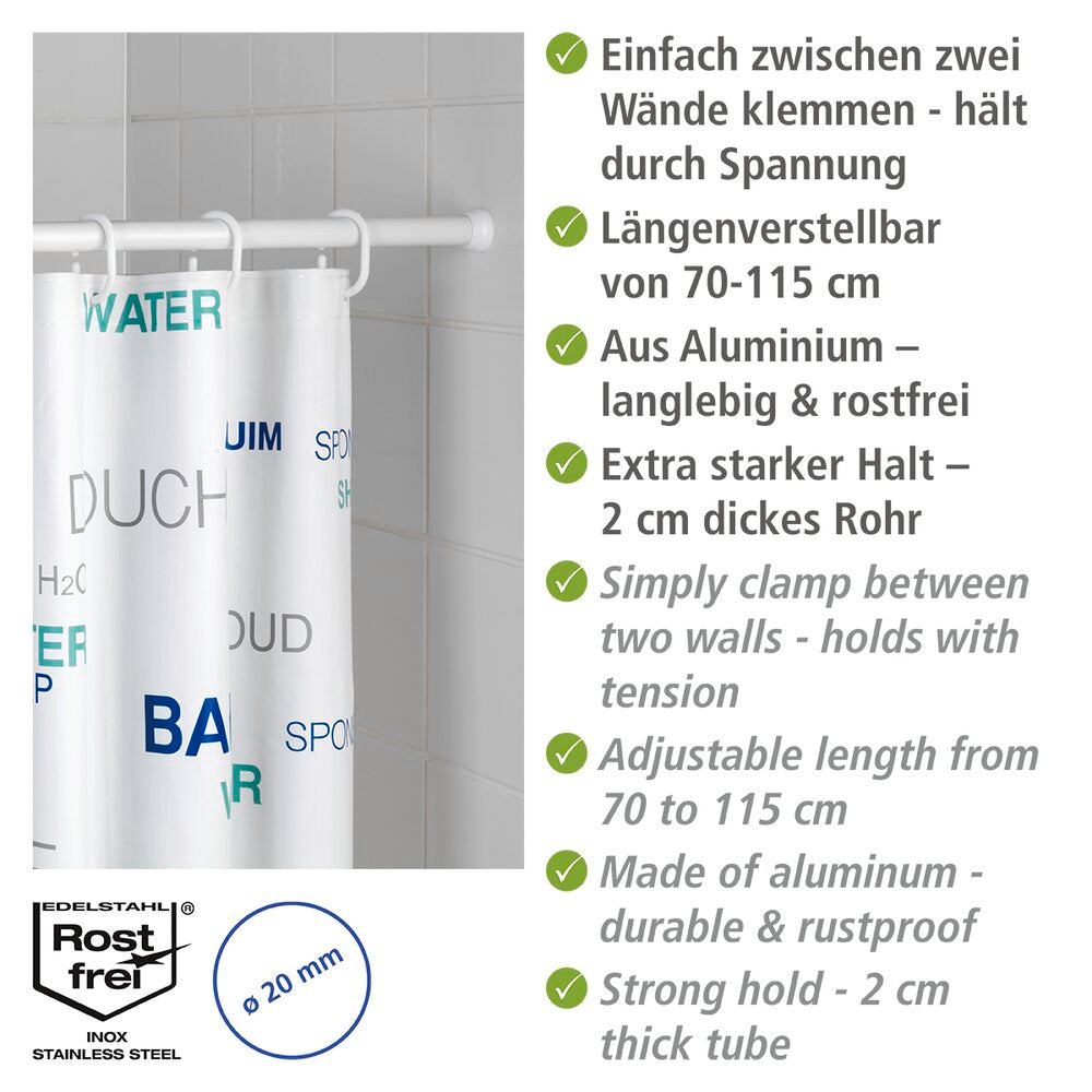 Detalj av teleskopisk dusjstang hvit 70-115 cm aluminium - WENKO