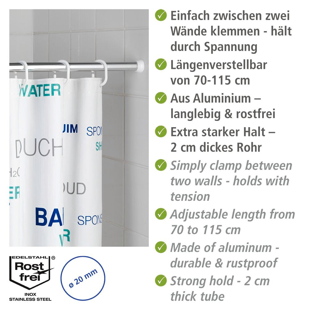Detalj av teleskopisk dusjstang krom 70-115 cm aluminium - WENKO