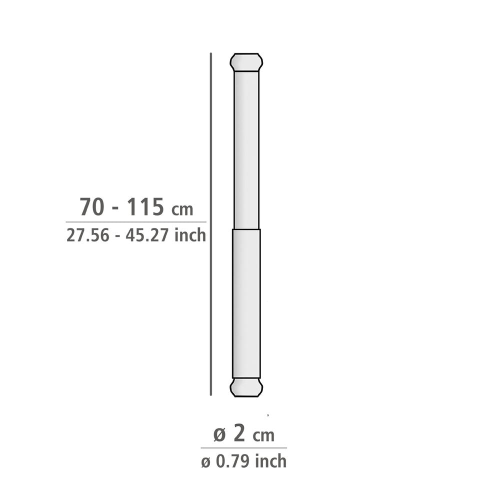 Nærbilde av justeringsmekanisme på teleskopisk dusjstang krom 70-115 cm aluminium - WENKO
