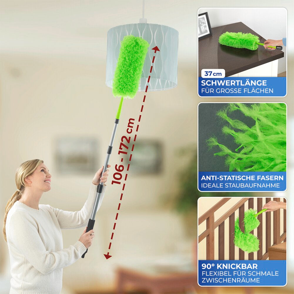 Teleskopskaft på Støvkost mikrofiber med teleskopskaft 56-122 cm grønn - Maximex