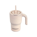 Termokopp pastellbeige rustfritt stål 420 ml med sugerør forfra
