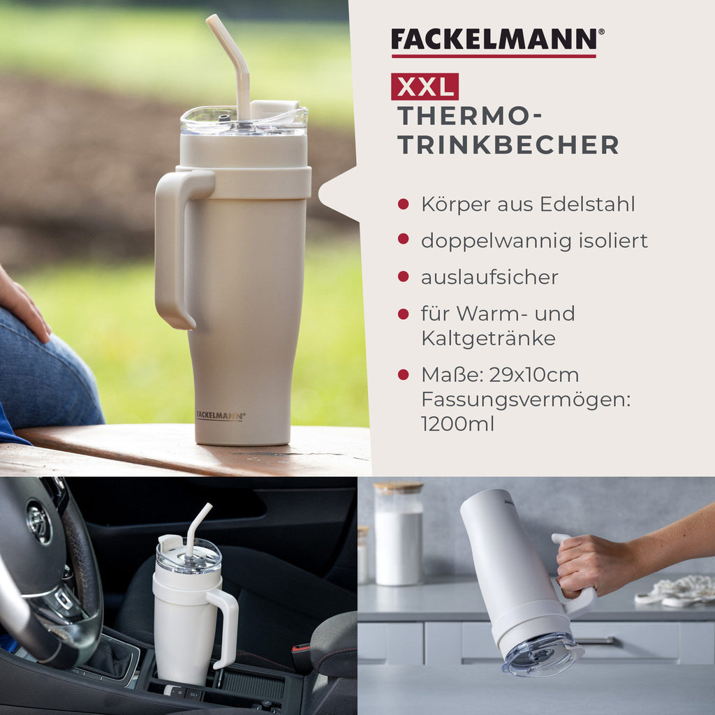 Nærbilde av silikonpakning på Termokopp rustfritt stål beige 1,2 L med sugerør - Fackelmann
