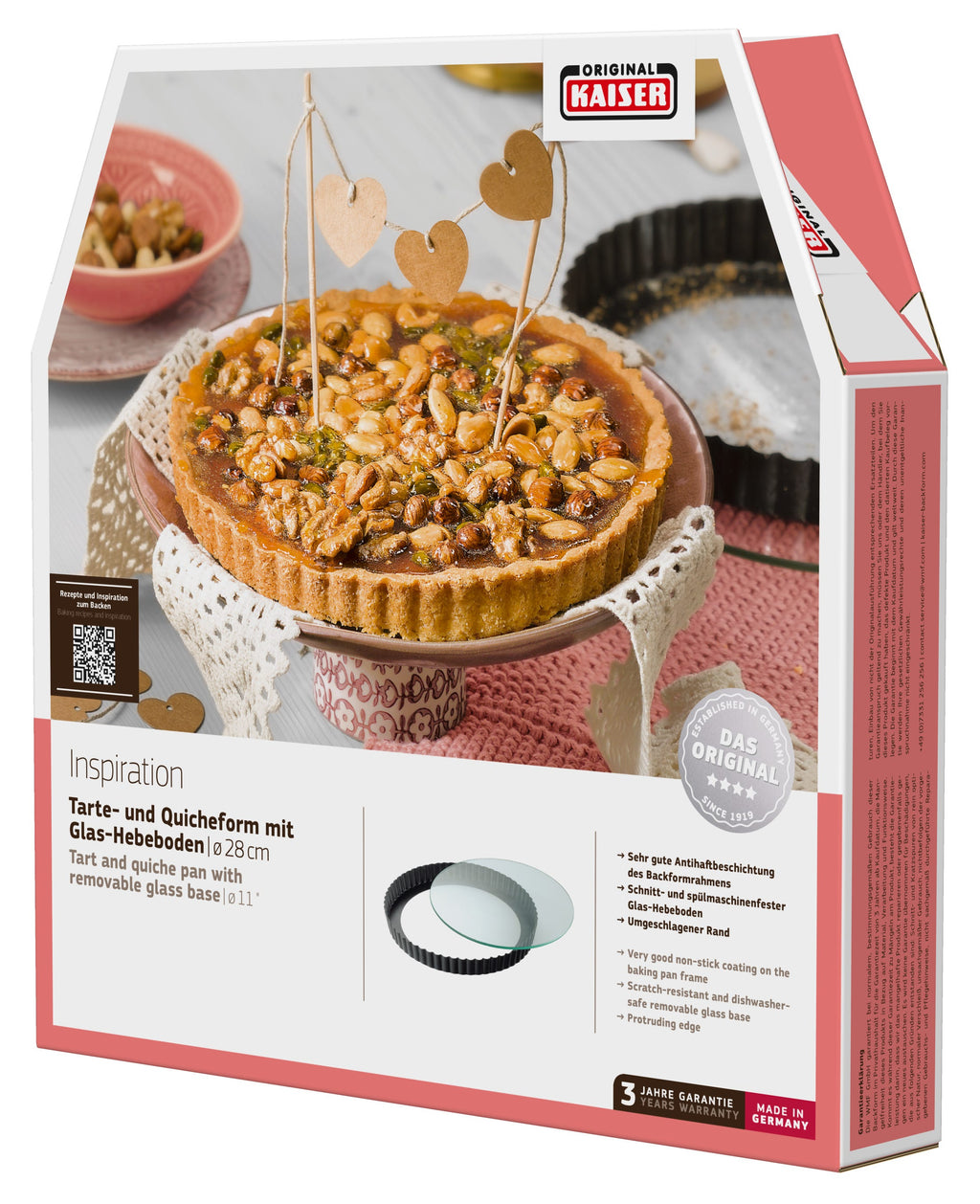 Nærbilde av glasbunn på Terte- og quicheform 28 cm med glasbunn non-stick - Kaiser