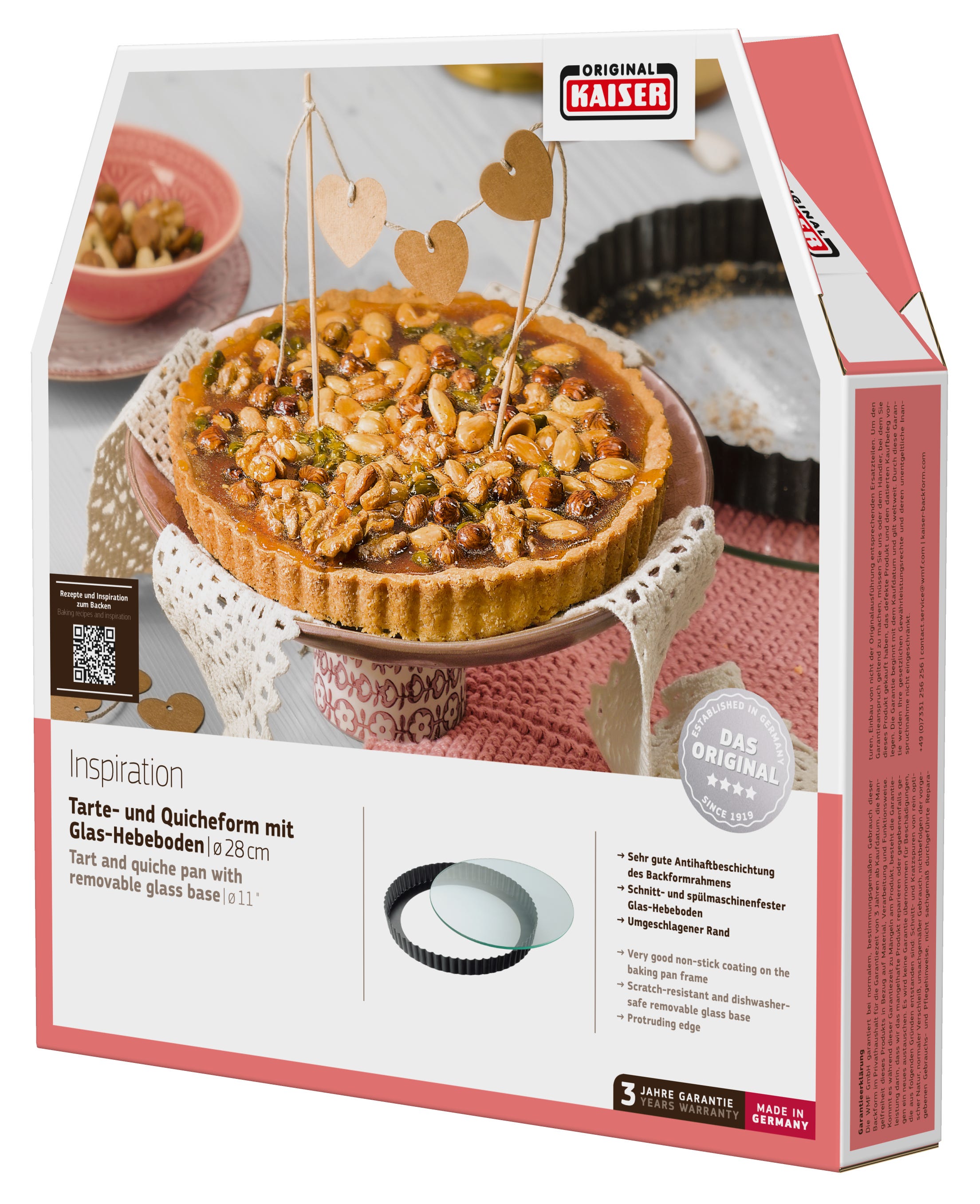 Nærbilde av glasbunn på Terte- og quicheform 28 cm med glasbunn non-stick - Kaiser