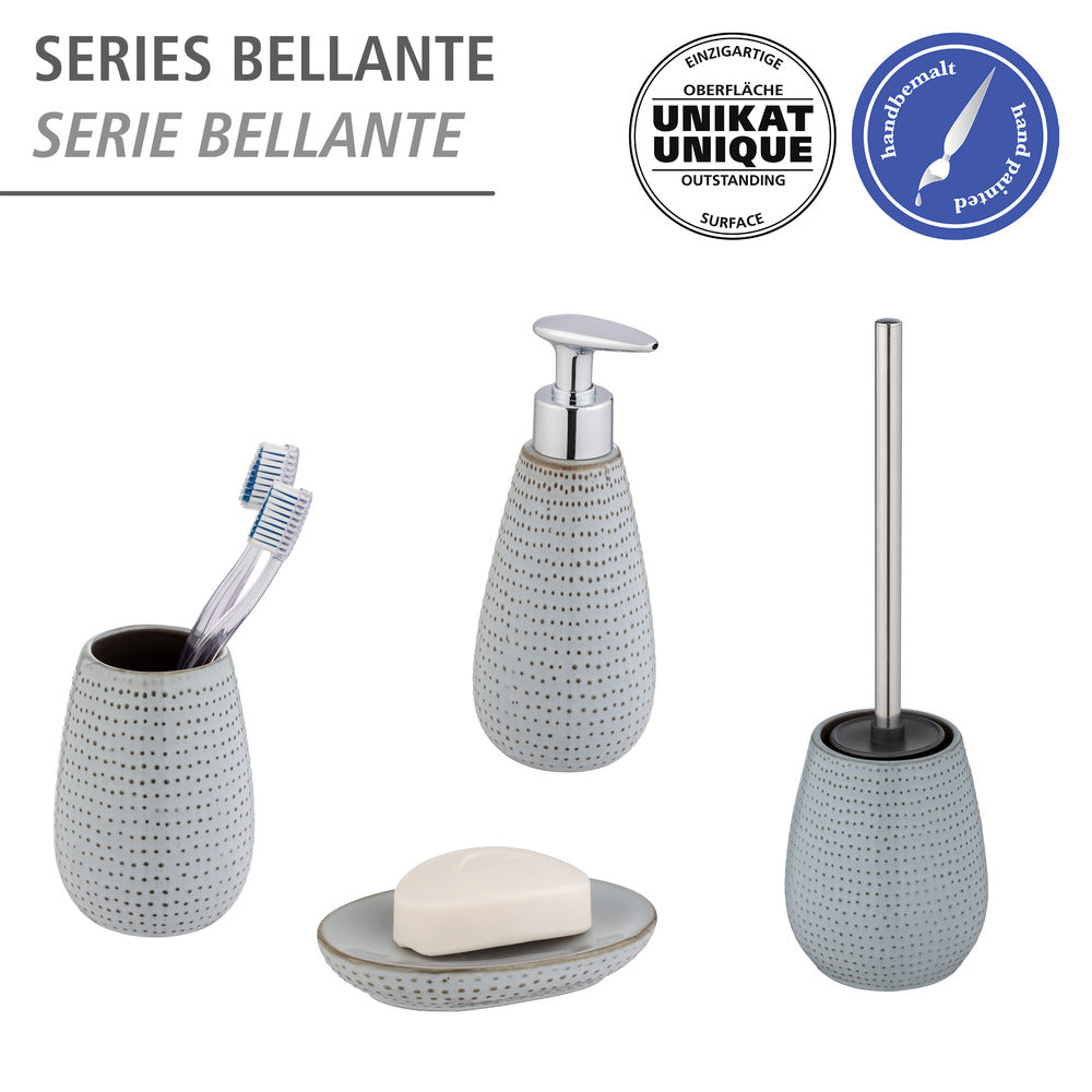 Nærbilde av keramikkholder på Bellante toalettbørste lyseblå