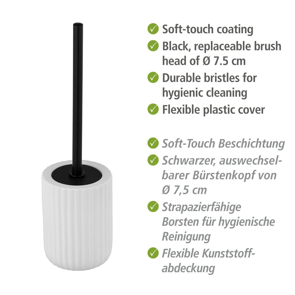 Detaljbilde av overflate på Toalettbørste med holder Belluno hvit keramikk soft-touch