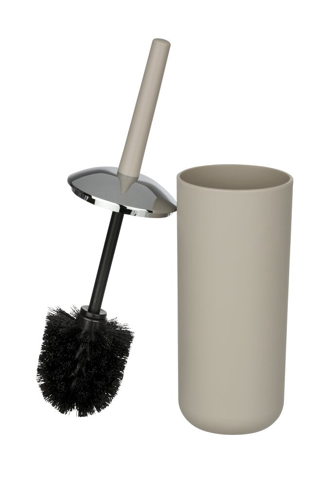 Sidevisning av Toalettbørste med holder Brasil taupe bruddfast plast