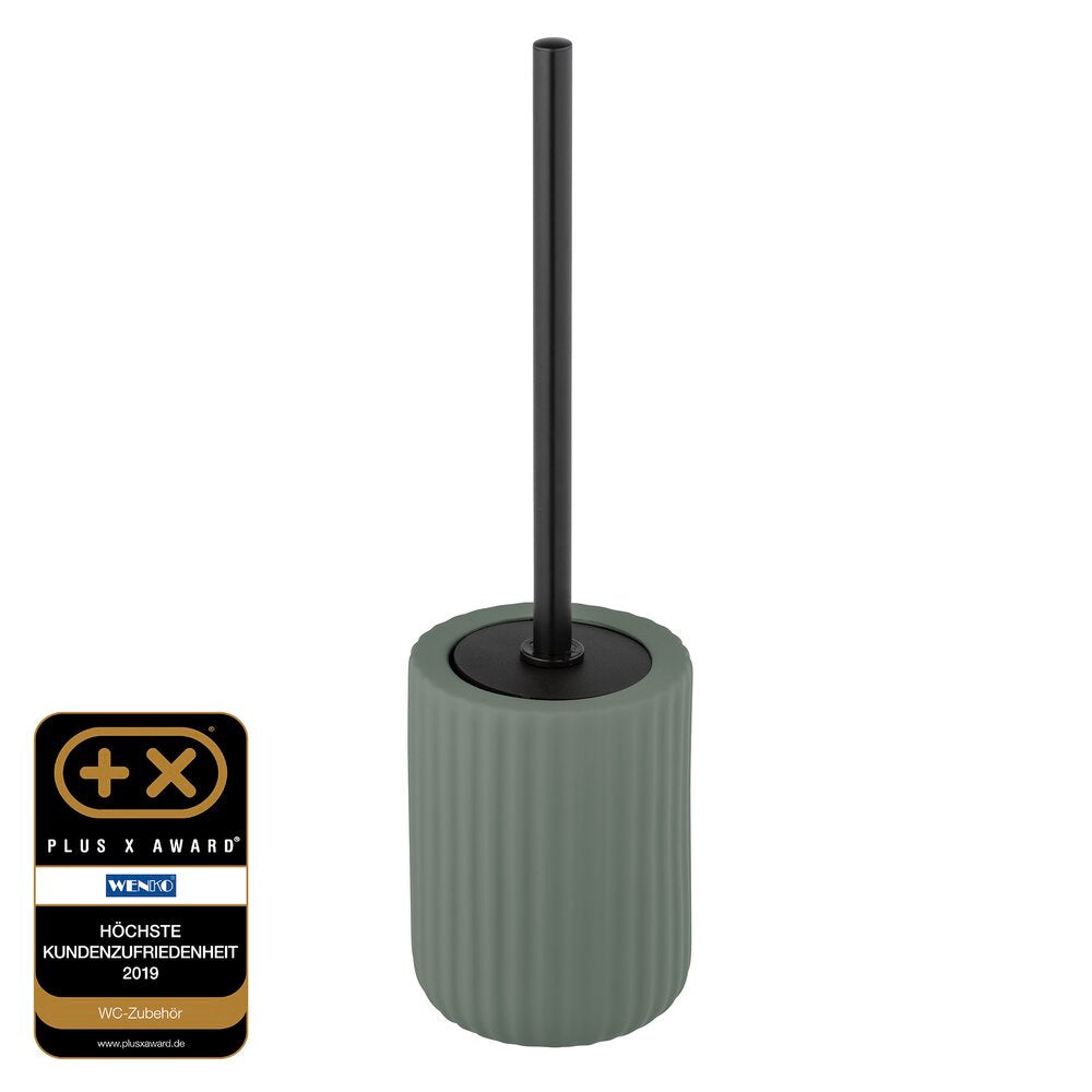 Toalettbørste med holder Belluno grønn keramikk soft-touch bakside