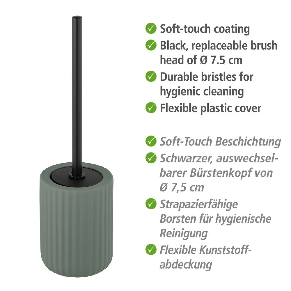 Detalj av overflaten på Toalettbørste med holder Belluno grønn keramikk soft-touch