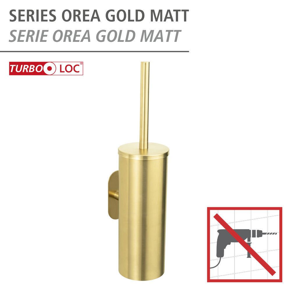 Toalettbørste med holder Orea gull matt Turbo-Loc® lukket bakside