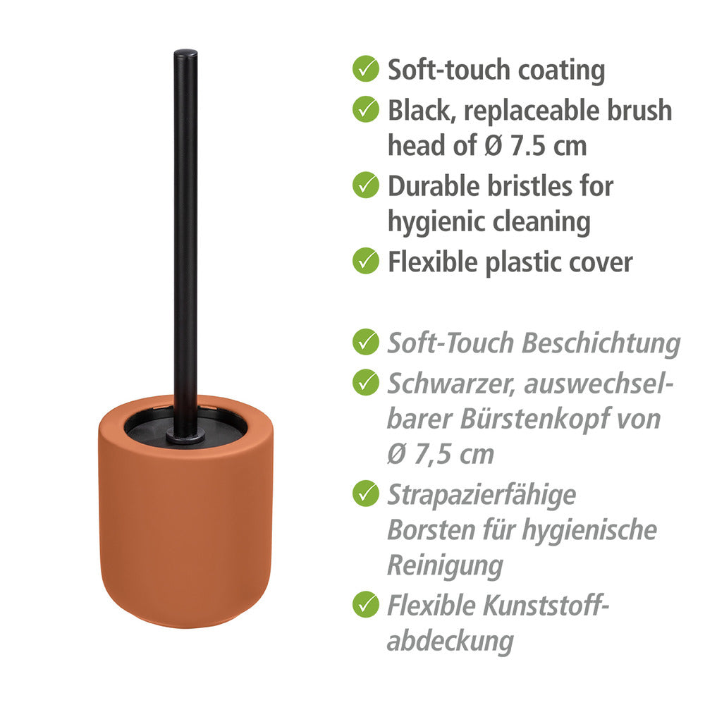 Toalettbørste med holder Avellino terracotta keramikk soft-touch detalj