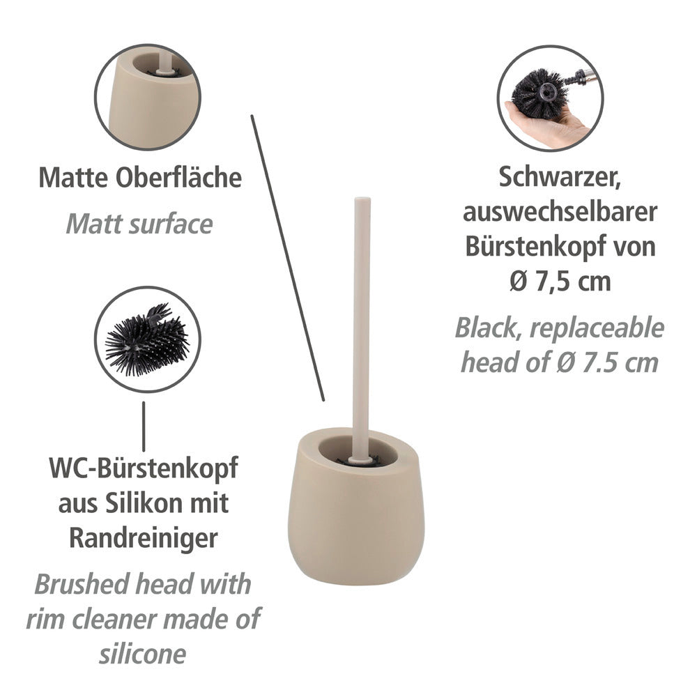 Toalettbørste med holder Badi beige keramikk bakside