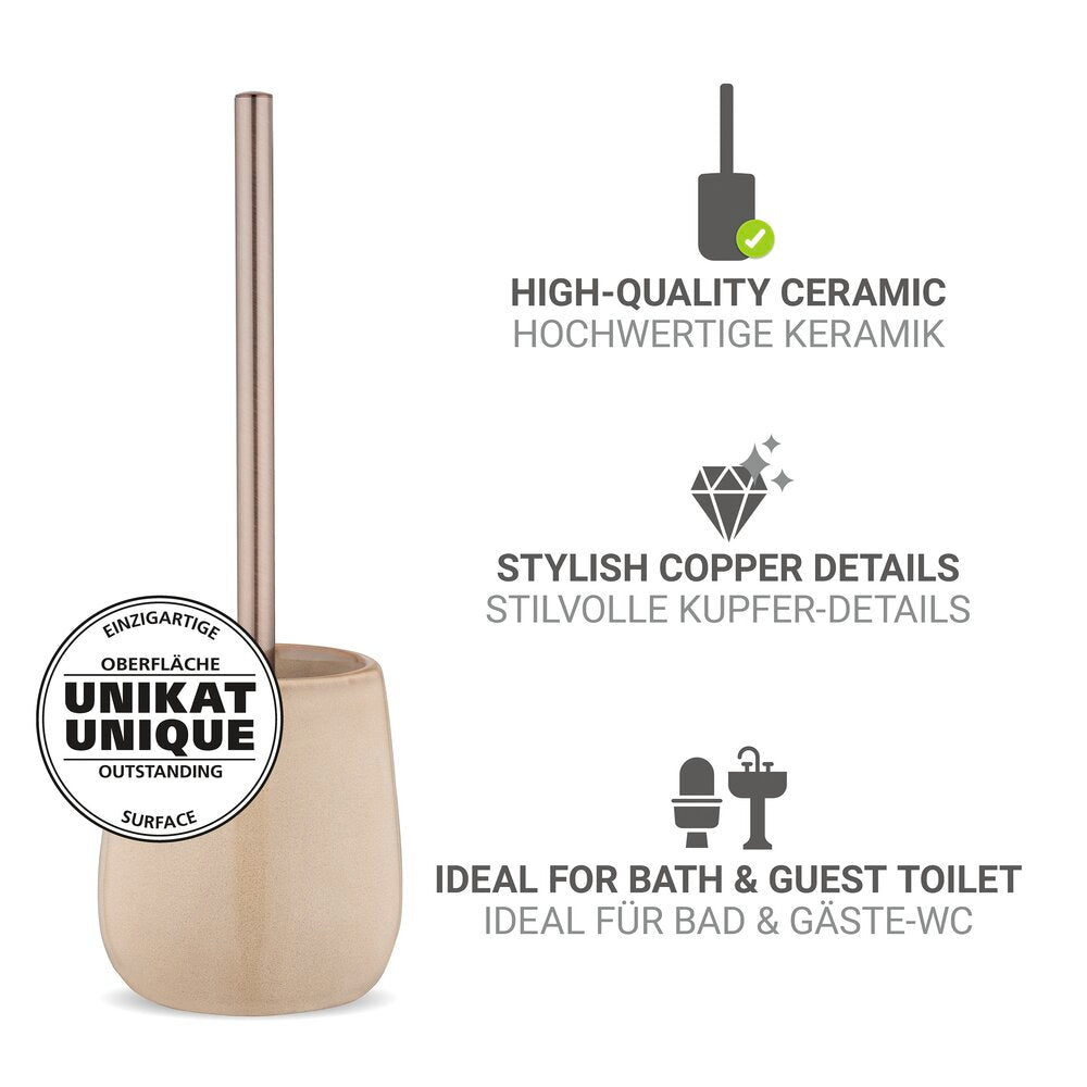 Detalj av toalettbørste med holder keramikk beige 10,5x40 cm - Wenko
