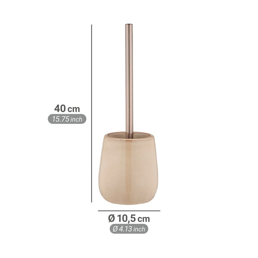Montert toalettbørste med holder keramikk beige 10,5x40 cm - Wenko på bad