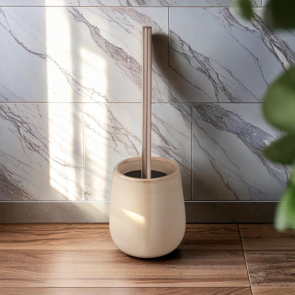 Oversikt toalettbørste med holder keramikk beige 10,5x40 cm - Wenko