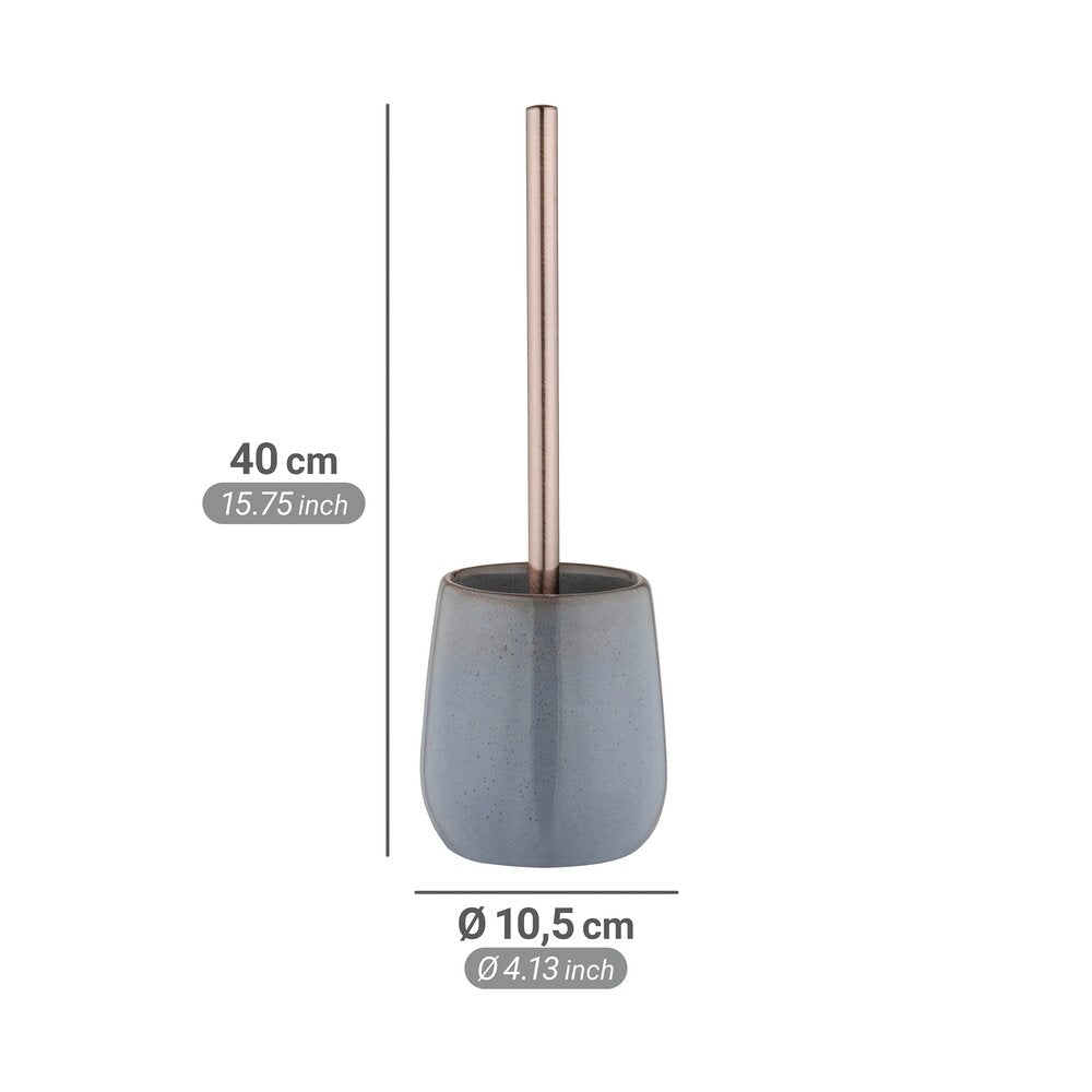 Montert toalettbørste med holder keramikk grå/kobber Ø10,5x40 cm på baderom