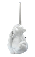 Toalettbørste med holder Monkey Quiet keramikk hvit forfra