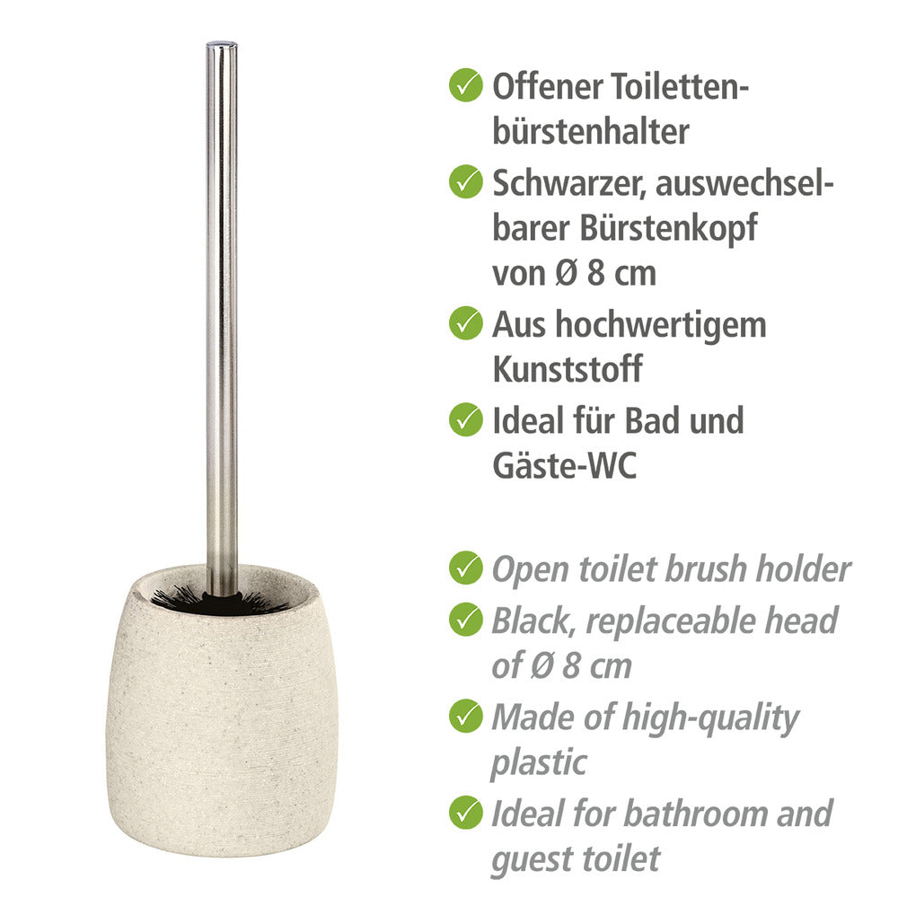 Toalettbørste med holder polyresin beige Goa bakside