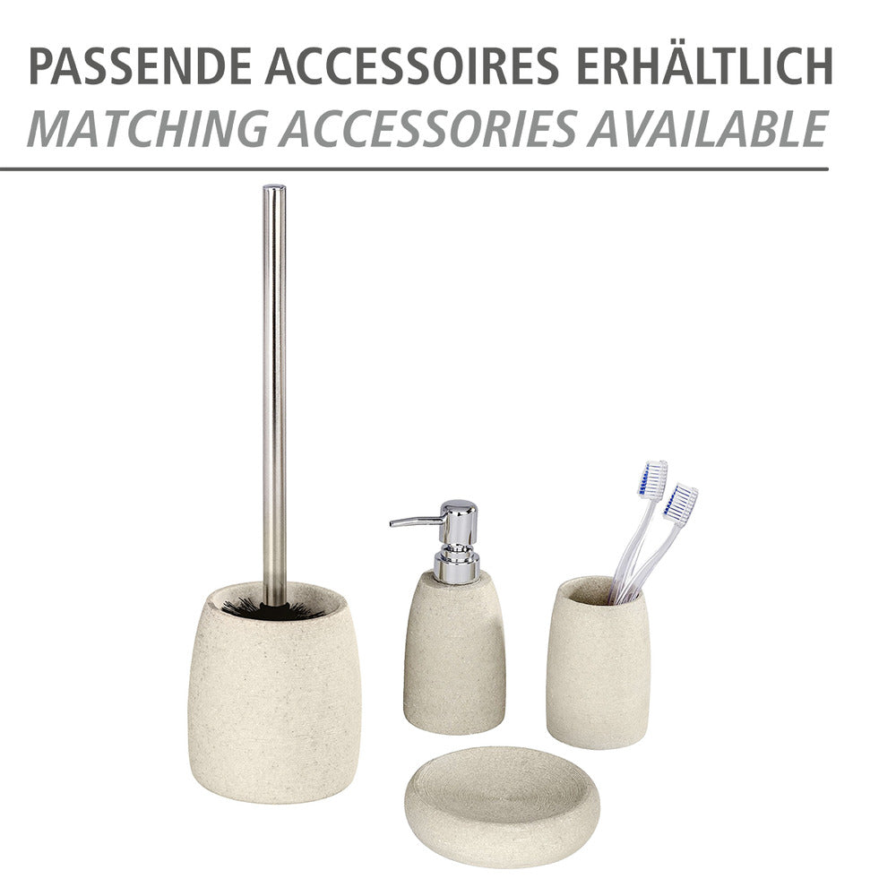 Montert toalettbørste med holder polyresin beige Goa i baderom