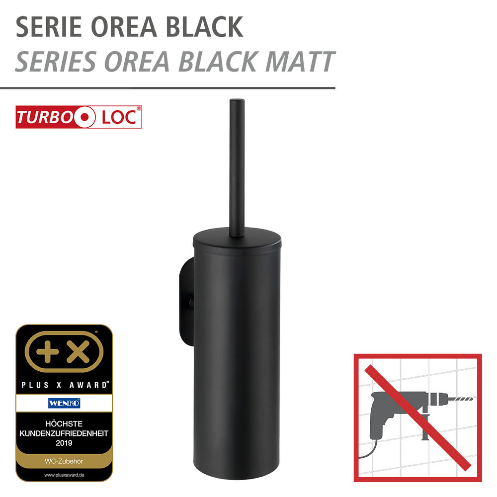 Toalettbørste med holder rustfritt stål Turbo-Loc® svart matt - Wenko bakside