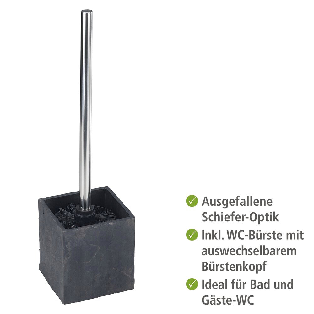 Toalettbørste med holder Slate-Rock skiferoptikk svart - Wenko bakside