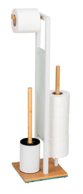 Toalettbørste med holder bambus/hvit glass 18x70x23 cm - Wenko forfra