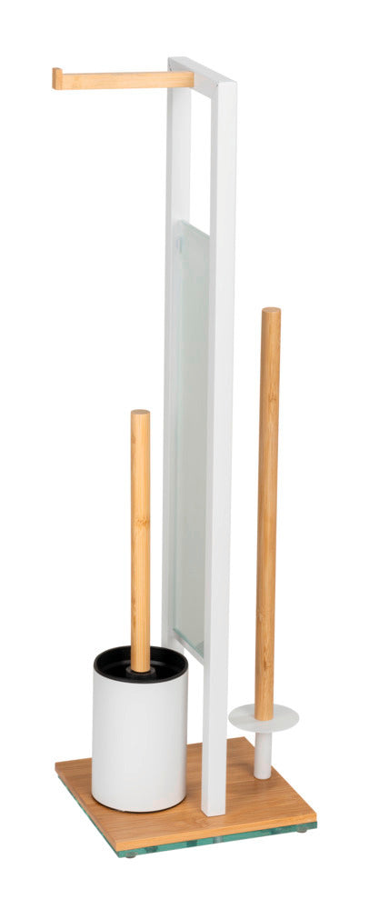 Toalettbørste med holder bambus/hvit glass 18x70x23 cm - Wenko detalj av glassdel