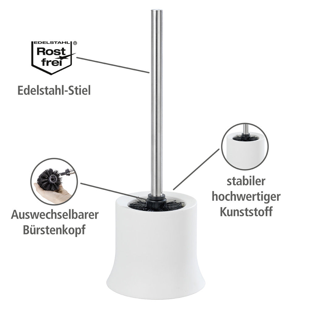 Toalettbørste med holder Basic hvit plast - Wenko bakside