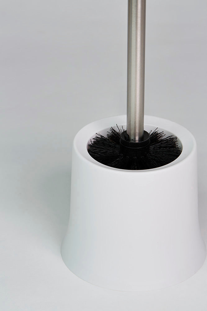 Toalettbørste med holder Basic hvit plast - Wenko sett fra siden