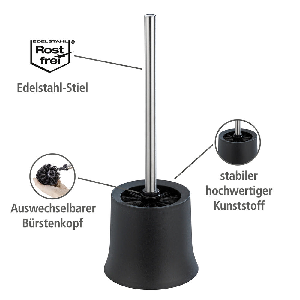 Toalettbørste med holder Basic svart plast Wenko bakside